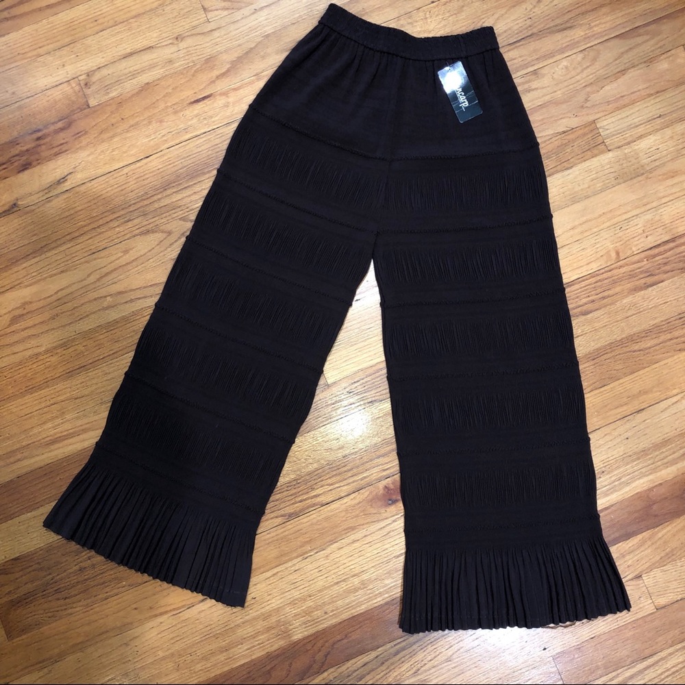 Dark brown textured palazzo pants - Picture 2 of 4